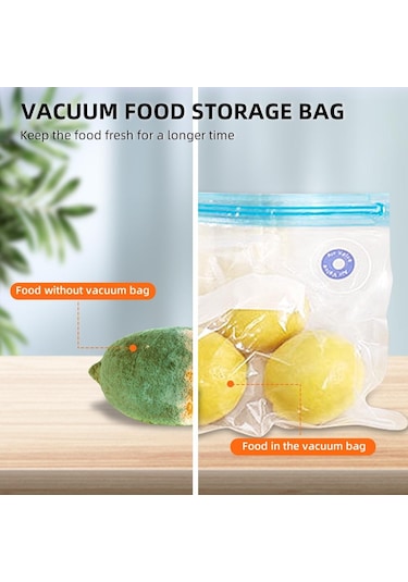 35pcs Vakumlu Gıda Saklama Torbası Yeniden Kullanılabilir Vakumlu Kapatma Torbaları 3 Boyutlu 1 El Pompası 4 Pişirme Klipsi