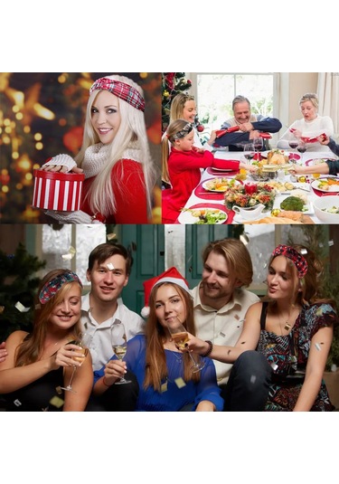 Noel Düğümlü Kafa Bandı Kar Tanesi Ekose Saç Halkası Kafa Bandı Saç Aksesuarları Çok  Renkli