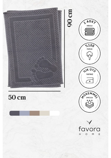 Leoline %100 Pamuk Premium 2'li Ayak Havlusu - Antrasit Antrasit