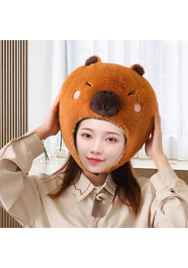 Suntek Peluş Hayvan Şapka Kapibara Şapkalar Erkek Kız Nefes Kahverengi