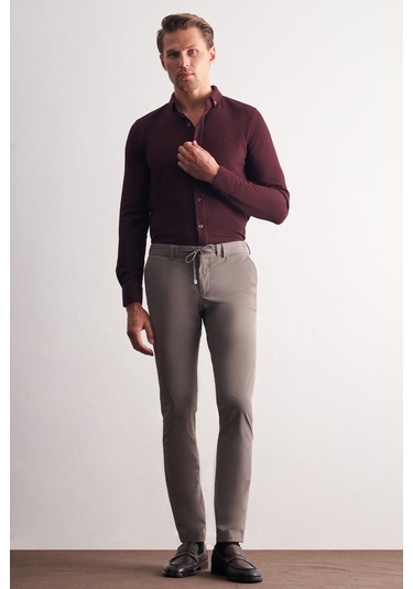 Vizon Yan Cep Düz Paça Slim Fit Chino Casual Pantolon 1003255158 Vizon