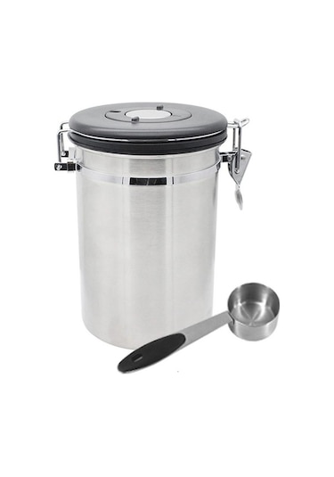 Pazly 1l/1.5l/2l Paslanmaz Çelik Hava Geçirmez Kahve Konteyner Saklama Kabı Seti Çay Pirinç Baharat Otlar Gıda Depolama Kepçe İle 1l Diğer