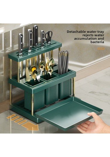 Geeroyoo Mutfak Çatal Bıçak Organizer Çift Kaseklı Fakatlı Tutucu Sıkı Tasarım Sağlam Malzeme Kolay Montaj Siyah-gümüş Renkli Depolama Rakusu Diğer