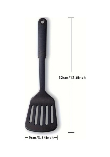 Trendooze 1 Adet Gaojunshop01 Siyah Yapışmaz Nylon Oluklu Spatula Isıya Dayanıklı Bpa İçermez Ergonomik Saplı Siyah Siyah
