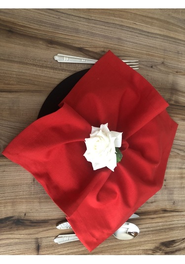Kırmızı Kumaş Peçete 6 Adet 40x40 Cm Çok Renkli