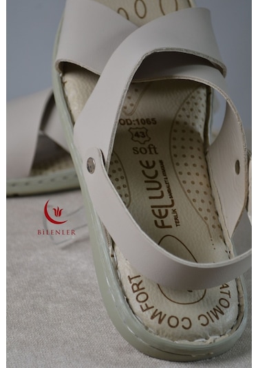 Erkek Çapraz Model Yumuşak Taban Sandalet&terlik Hac, Umre Ve Günlük Kullanıma Uygun Bej