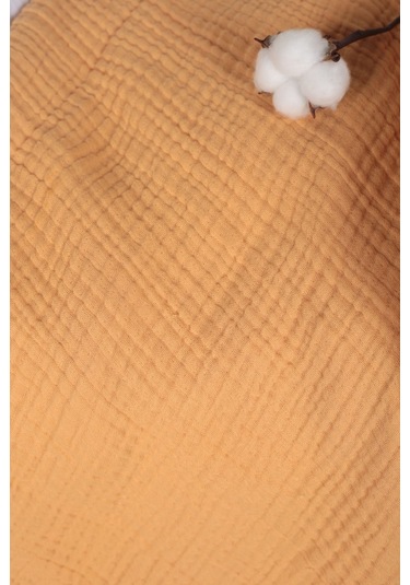 Müslin Püsküllü 4 Katlı Müslin Battaniye 90x120 Cm - Ze4katlı Turuncu
