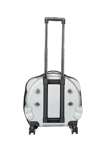 Gobypet Şeffaf Tekerlekli Kedi Köpek Taşıma Valizi Çekçekli Büyük Model Açık Gri