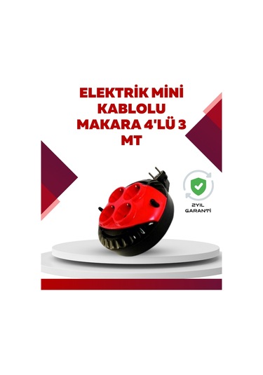 Cosmotex Kırmızı Renk 3 Metre 4 Lü Kablolu Priz Makarası