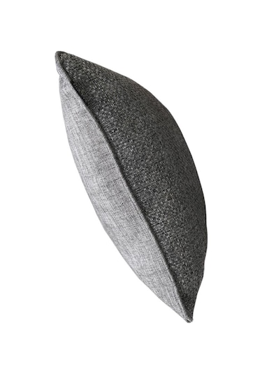 4'lü Hasır Dokulu Fitilli Çift Taraflı Kırlent Kılıfı Koyu Gri-1012