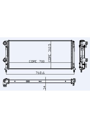 Motor Radyator Doblo 1,3 / 1,9 Jtd Ym Brazıng Klımalı Klımasız / 1 Sıra Alb Sıstem 700x312x34