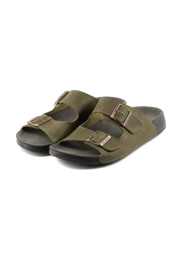 Roy Jones Delhi 4 Mevsim Anatomik Taban Çift Tokalı Ayarlanabilir Erkek Terlik 5002 Haki