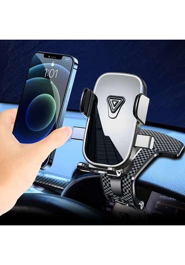 Primepickings 360 Derece Dönebilir Çok Fonksiyonlu Black Araç İçi Telefon Tutucu Titreşim Önleyici Karbon Fiber