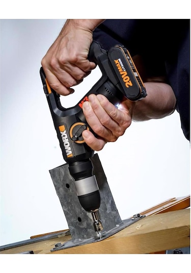 Worx WX390.9 20V 1.2J Profesyonel SDS-Plus Pnömatik Şarjlı Matkap + 8 Adet Uç + Mandren (Akü Dahil Değildir)