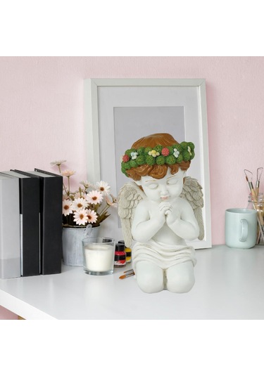 Homyl Giriş Rafı Bahçesi Için Dekoratif Dua Eden Melek Çocuk 19cmx10,7cm