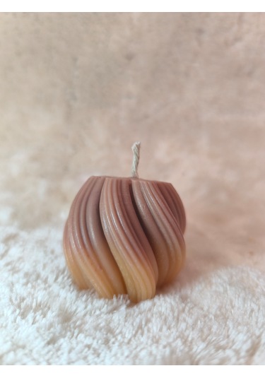 Dalga Desenli Dekoratif Mum, Renk Geçişli, Kahverengi Ve Tonları Kahverengi