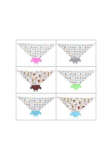 Kangvka Pink Gezegen Robot Desenli Pamuklu Tıraşlık - Silikon Uçlu, Dışarıdaki Sulardan Koruyan, Diş Çıkma Ağrısı Yumuşatan Bebek Bibsi