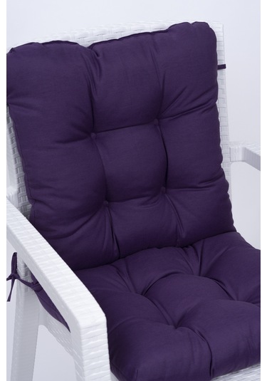 Altınpamuk Neva Pofidik Arkalıklı Özel Dikiş Sandalye Minderi Mor