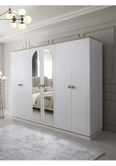 Dejavu 6 Kapaklı Modern Aynalı Elbise Gardrop 240cm