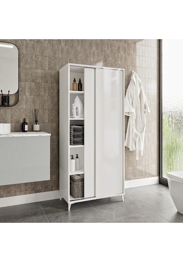 Sürgülü Çok Amaçlı Banyo Dolabı - Tamamı 1. Kalite Mdf Beyaz
