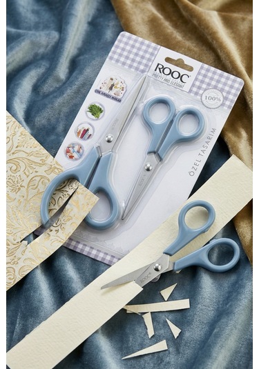 Makri Home 2'li Çok Amaçlı Makas Seti Küçük Boy Mavi, 14.5 Cm