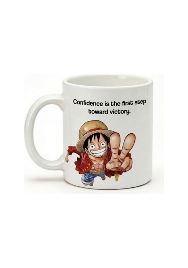 One Piece Luffy Baskılı Seramik Hediye Kupa Bardak Anime Çok Renkli