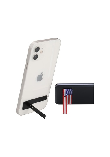 Mufunye Tam Metal Cep Telefonu Tutucu: Ultra İnce, Gizli Arka Yapışkan, Çevirilebilir, Masüstü Folding Stand - Siyah Lakalı