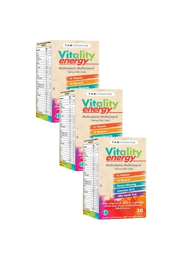 Tabvitamins Vitality Energy 30 Tablet X 3 Adet