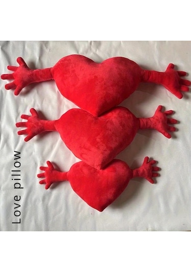 Gateesat 1 Adet Romantik Kırmızı Kalp Yastığı Mikrofiber Sevgili Yastığı Dekoratif Yastık Kırmızı