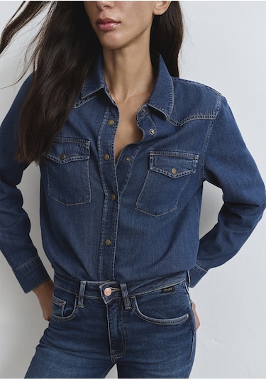 Mavi - Angela Classic Denim Koyu Mavi Jean Gömlek 1210819-89252 Koyu Mavi