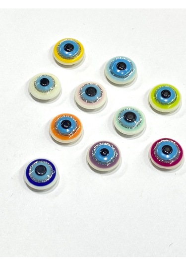 Bebek Düğmesi / Nazar Boncuğu Model 1 / 10 Adet / - Fuşya