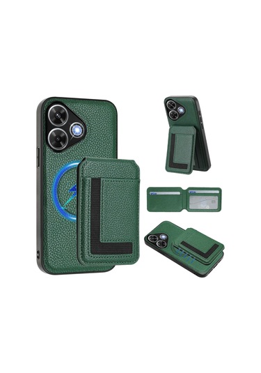 Redmi Note 13r / 13 4g / 13 5g Cx01 Çıkarılabilir Magsafe Manyetik Kart Çantası Telefon Kılıfı Tavuskuşu Yeşili
