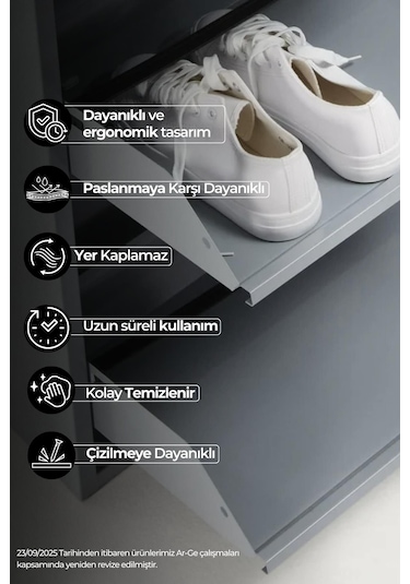 Kilitli 4'lü Metal Ayakkabılık - Gri