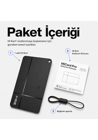 Hi Kart Apple Uyumlu iOS&android Takip Cihazı & Dijital Kartvizit Siyah 4'lü Paket