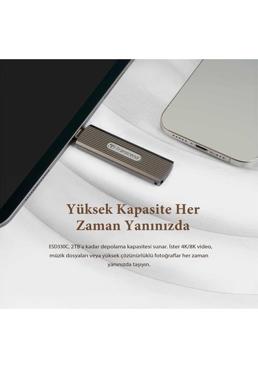 Transcend TS512GESD330C 512 GB Type-C Gizlenebilir Başlıklı Taşınabilir Metal Kasa SSD