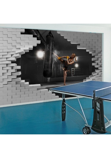 Spor Salonu Boks 3D Duvar Kağıdı