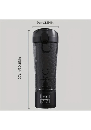Dream011 Siyah Vintage Otomatik Karıştırıcılı Digital Bardak, Usb Şarjlı 1300mah Seyahat Termosu