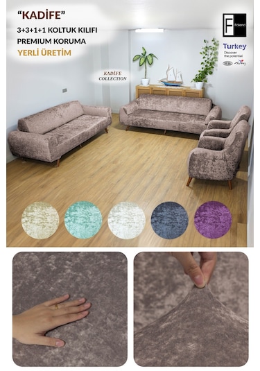 Parlak Kadife 3 3 1 1 Koyu Kahve Lastikli Kanepe Örtüsü Lastikli Koltuk Örtüsü Koltuk Kılıfı Koyu-kahve