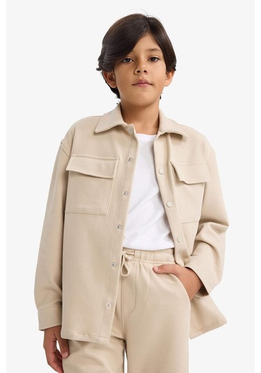 Defacto Erkek Çocuk Polo Yaka Ceket G3750a825aubg359 Bej-bg359