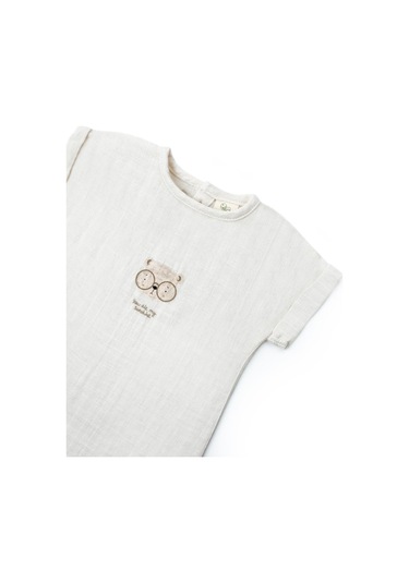 Bebek Kısa Kollu Tişört Ve Pantolon Takımı, %100 Pamuk, Bebek Ve Yenidoğan Serisi - Csym7104 Ekru