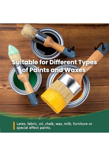 Xurunkeji Tebeşir Ve Balmumu Boya Fırçası Seti, Tebeşir Boyası, Mobilya İçin Süt Boyası, 1 Büyük Oval Fırça Ve 2 Küçük Yuvarlak Fırça