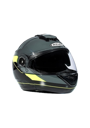 Zeus Zs-3050 Be7 Grey Fluo Yellow Çene Açılır Motosiklet Kaskı