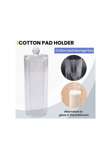 Leasetake Yüz Makyajı Kabı Pamuk Pedleri Yuvarlak Kapaklı Dağıtıcı Şeffaf Akrilik Dağıtıcı Pamuk Şeffaf