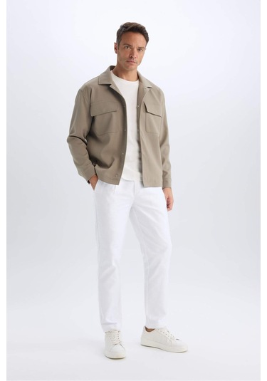 DeFacto Relax Fit Polo Yaka Çıtçıtlı Cepli Gömlek Ceket D7281AX25SPKH400