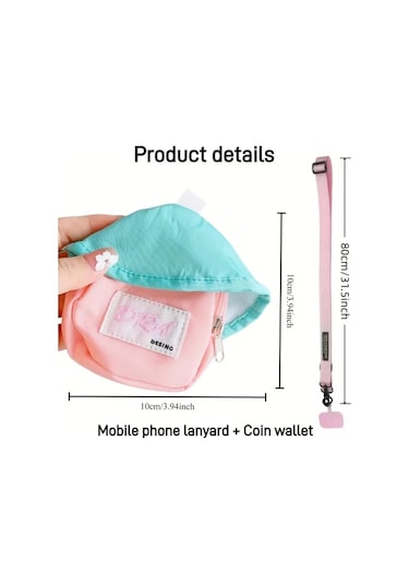 Elmpaly 2'li Set Renkli Mini Kartlık + Telefon Askısı, Siyah+turuncu Kahverengi Sırt Çantası