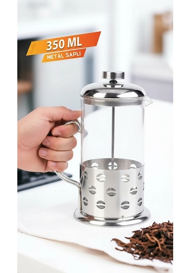 French Press - Filtre Kahve Ve Bitki Çayı Demliği 350 Ml Silver