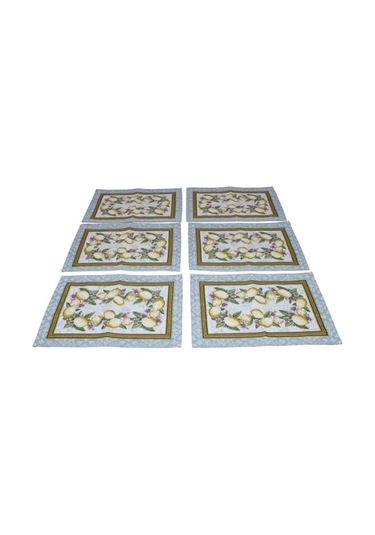 Belıeve Lemon Jakarlı Dokuma Goblen Dekoratif 6lı Amerikan Servisi Sarı Meyveli 30 45 Sarı