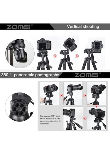 Zomei Q111 Profesyonel Alüminyum Tripod-5 Kg Taşıma Kapasiteli