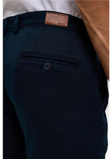 Süvari Lacivert Slim Armürlü Pantolon Lacivert