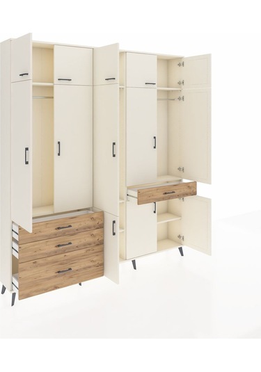 Arges Dolap 8 Raflı 4 Çekmeceli 3 Askılı 220x30x243 Aytaşı-aytaşı/çam Aytası/atlas Çam